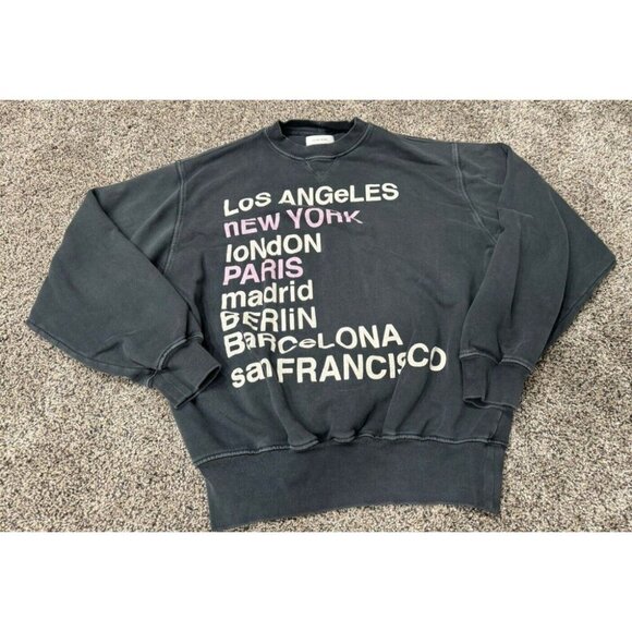 anine bing city love slogan print cotton jersey sweatshirt XS - Picture 2 of 9